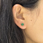 Ear‑view wearing photo, 6mm octagonal bouquet faceted cubic zirconia cartilage stud, hypoallergenic screw‑back earring