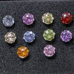 8mm Octagonal Bouquet cut cubic zirconia stud earring, easy‑grip knurled threaded screw‑back large piercing ear stud