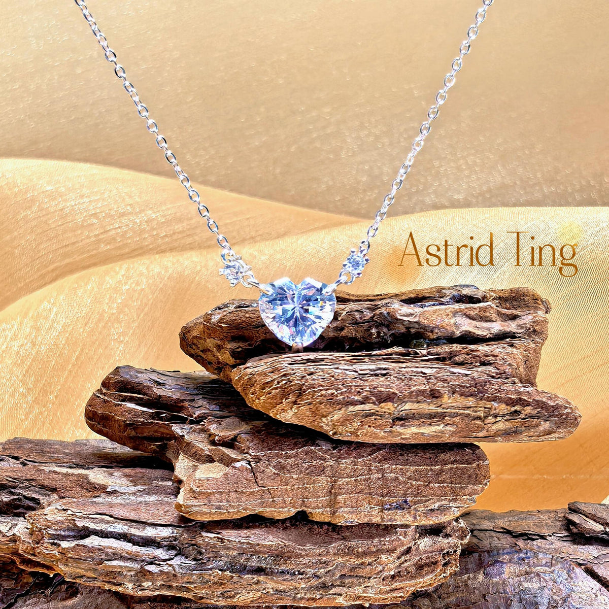 Limited All-In-One Geometric Heart CZ Necklace | Exclusive Custom-Cut Heart Stone 47.5cm Adjustable Cable Chain