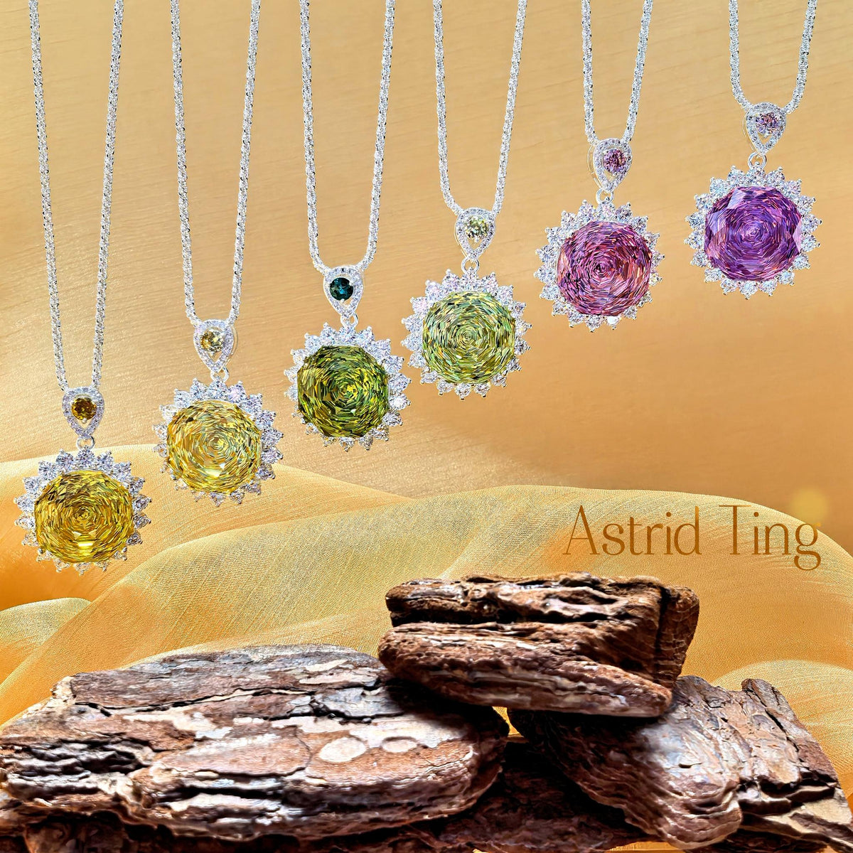 Limited Millennium Rose-Cut Octagonal Zircon Statement Pendant Necklace | Heavy Silver-Plated Brass 28" Chain