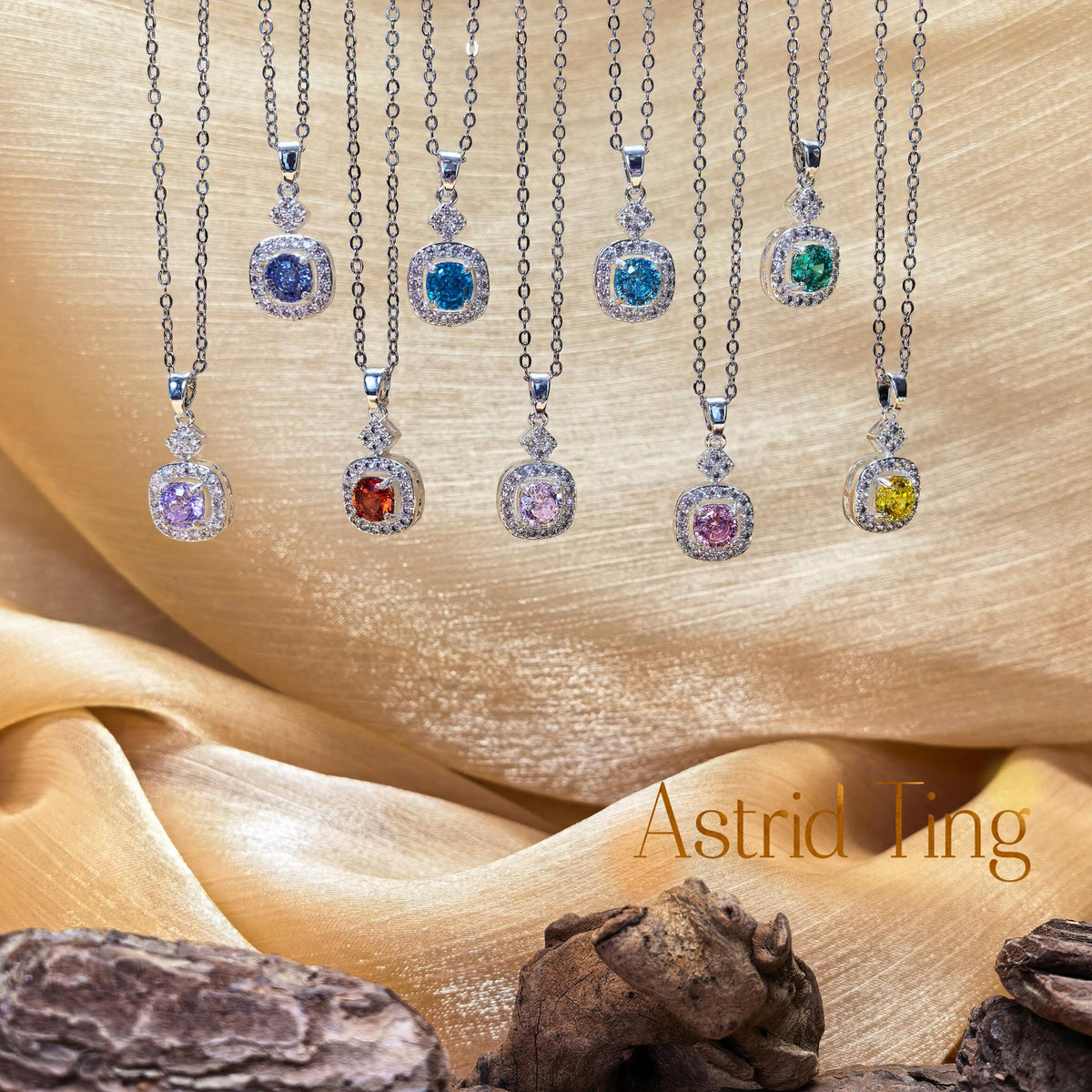 Limited Vintage Halo Exclusive Custom-Cut (Conch Shell Cut) Round Brilliant CZ Statement Necklace | Heavy Silver-Plated Brass Cable Chain 46.5cm