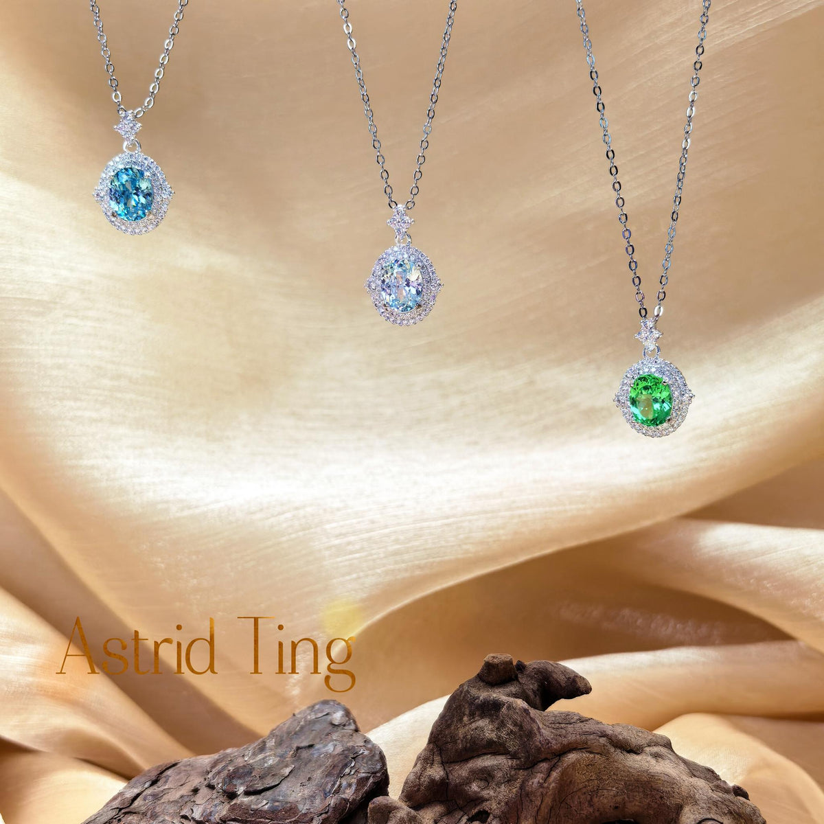 Limited Vintage Halo Bird-Nest Cut Oval Brilliant CZ Statement Necklace | Heavy Silver-Plated Brass Cable Chain 46.5cm