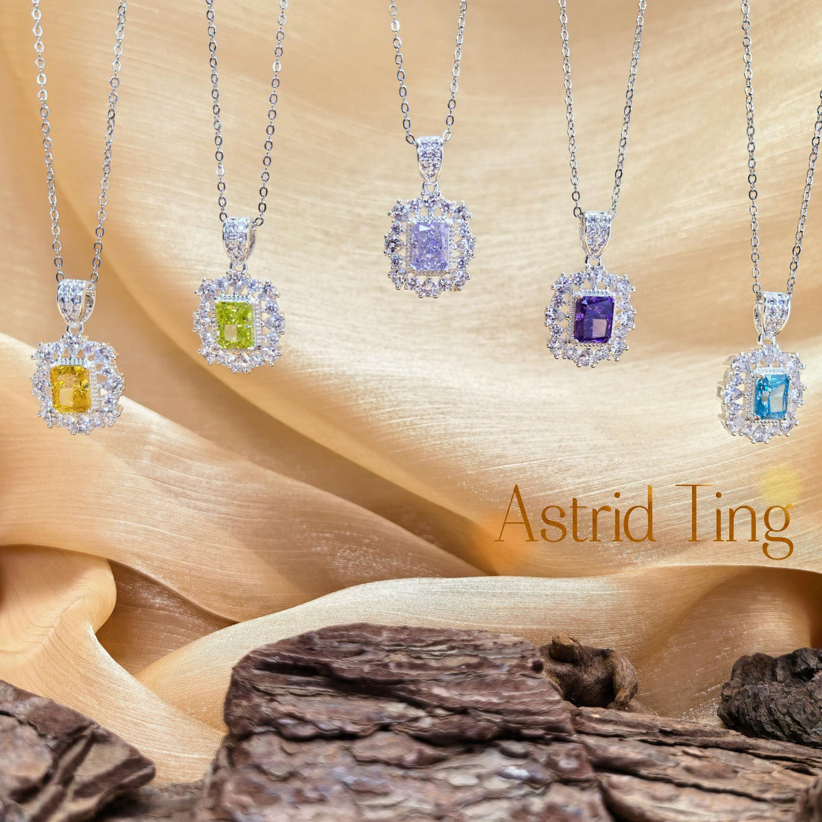 Limited Edition Vintage Multi-Layer Halo Ice-Flower Cut Rectangular-Chamfered CZ Pendant Necklace | Heavy Silver-Plated Brass Cable Chain 46.5cm