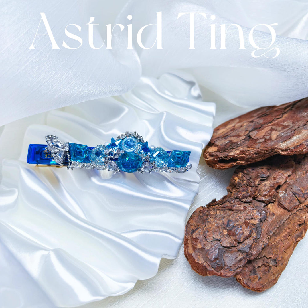 Handcrafted One-of-a-Kind Side Bangs Hair Clip — Paraiba Blue Zircon Statement Piece