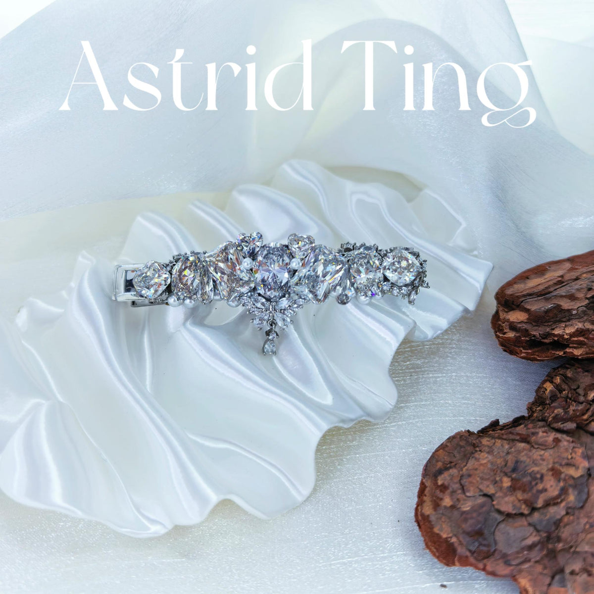 Handcrafted One-of-a-Kind Side Bangs Hair Clip — Icy Clear Crystal Multi-Cut Zircon Statement Piece