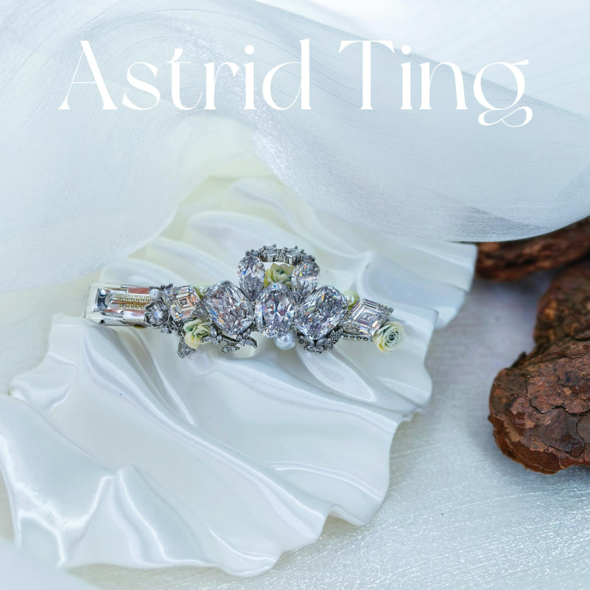 Handcrafted One-of-a-Kind Side Bangs Hair Clip — Clear Crystal Oval, Cushion & Emerald-Cut Zircon Statement Piece