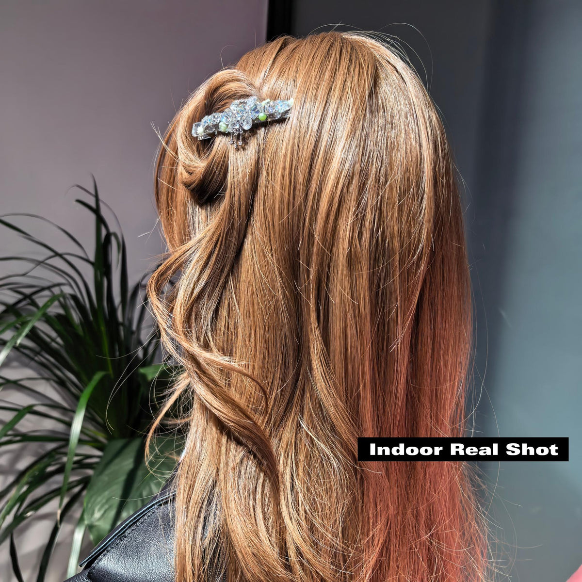 Handcrafted One-of-a-Kind Side Bangs Hair Clip — Clear Crystal Teardrop, Emerald & Exclusive-Cut Zircon Statement Piece