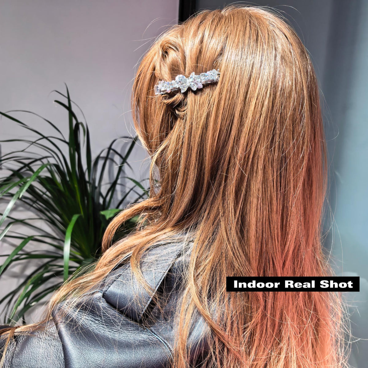 Handcrafted One-of-a-Kind Side Bangs Hair Clip — Clear Crystal Marquise, Flower & Princess-Cut Zircon Statement Piece