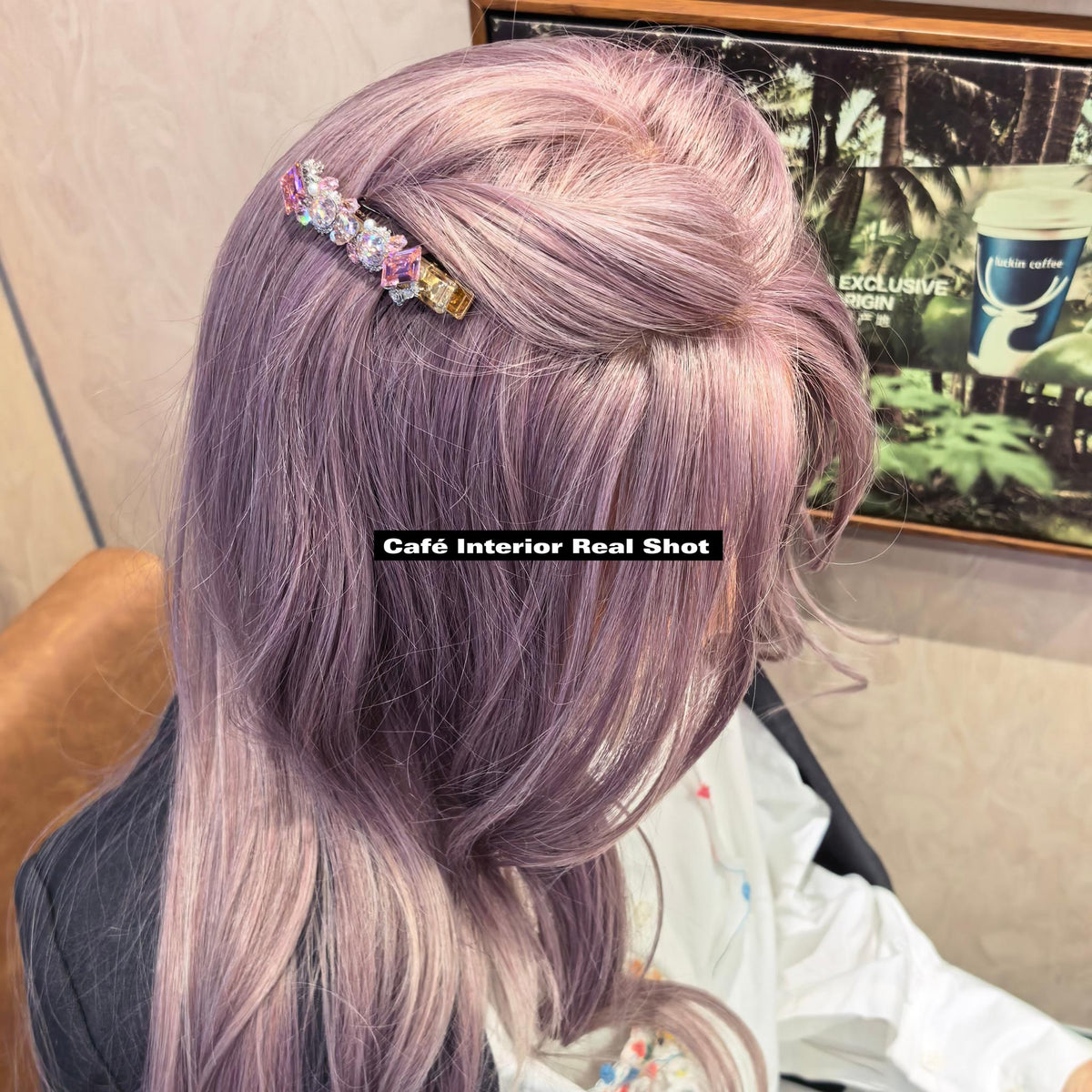 Handcrafted One of a Kind Pink Zircon Hair Barrette, Cut Corner Rectangular & Heart Brilliant Cut Stones, Pearl, Mixed Gold Silver Filigree