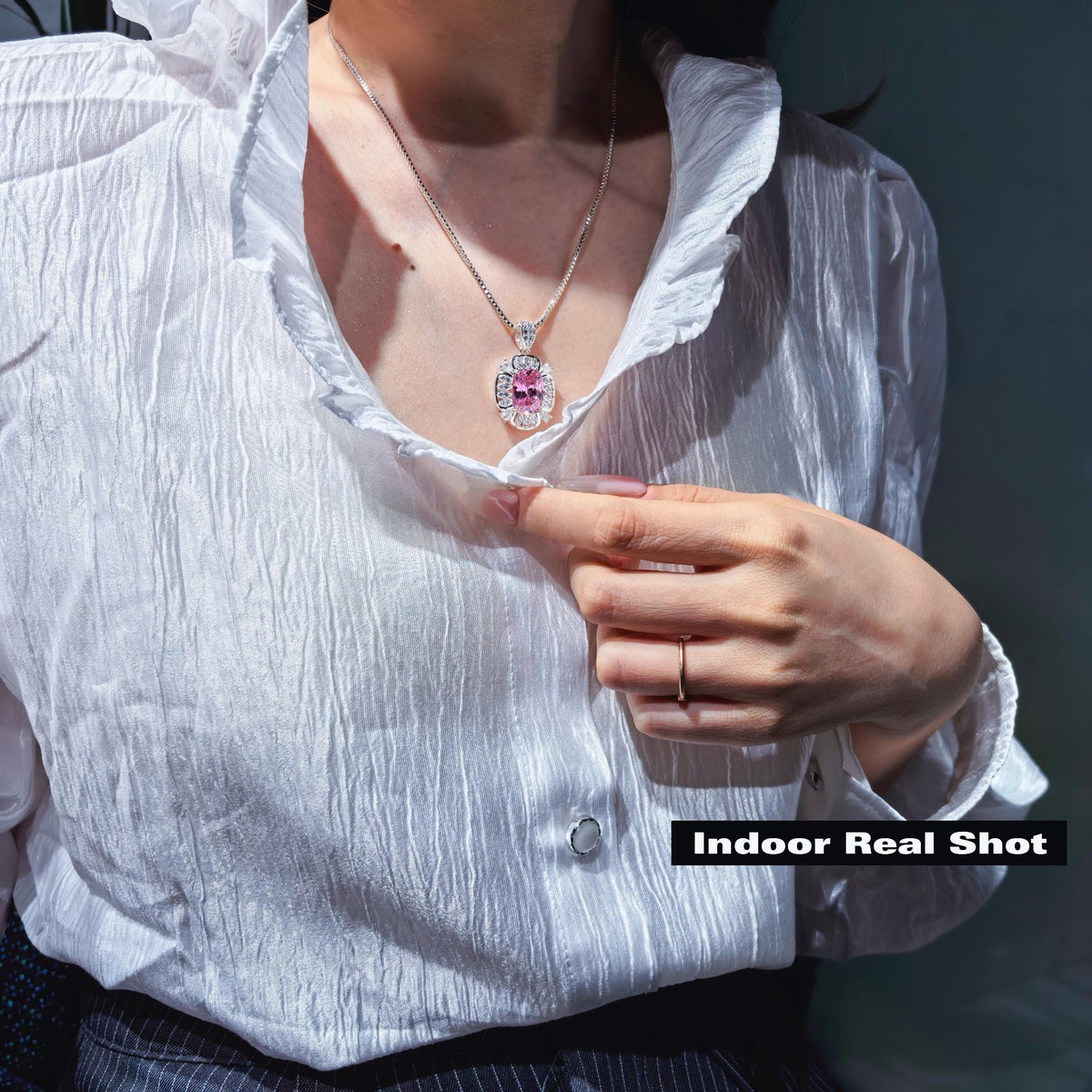 Limited Vintage Halo Cushion-Brilliant Cut CZ Statement Necklace | Heavy Silver-Plated Brass Box Chain 44.5cm