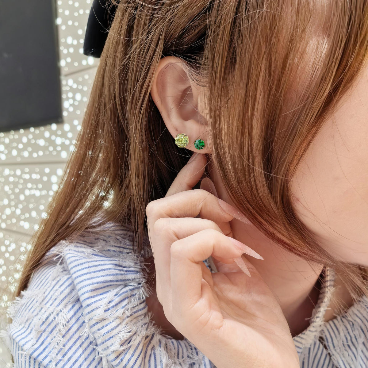 Octagonal Bouquet‑Cut Cubic Zirconia Screw‑Back Stud Earrings, Hypoallergenic Titanium‑Steel, 6mm & 8mm, Uncoated Base Tone