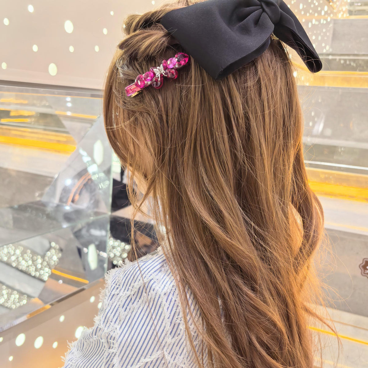 Handcrafted One-of-a-Kind Side Bangs Hair Clip — Ruby Red Synthetic Gemstone Statement Piece