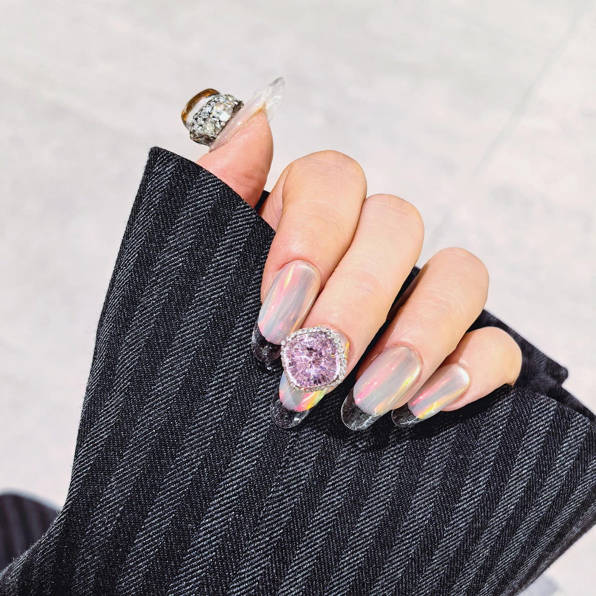 Handmade 10mm Cushion CZ Nail Charm with Pavé Halo | Exclusive Custom-Cut