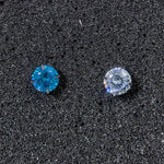 6mm Sakura Blossom cut cubic zirconia stud earring, knurled easy‑grip threaded screw‑back titanium piercing jewellery