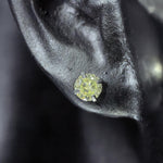 4mm bird's‑nest‑cut light canary yellow cz titanium screw‑back stud earring