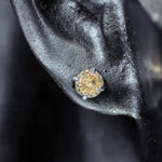 4mm bird's‑nest‑cut light champagne tone cz titanium screw‑back stud earring