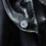 4mm bird's‑nest‑cut clear cubic zirconia titanium screw‑back stud earring