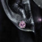 4mm bird's‑nest‑cut light pink tone cz titanium screw‑back stud earring