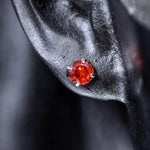 4mm bird's‑nest‑cut mandarin orange tone cz titanium screw‑back stud earring