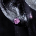 4mm starburst‑cut light pink tone cz titanium screw‑back stud earring
