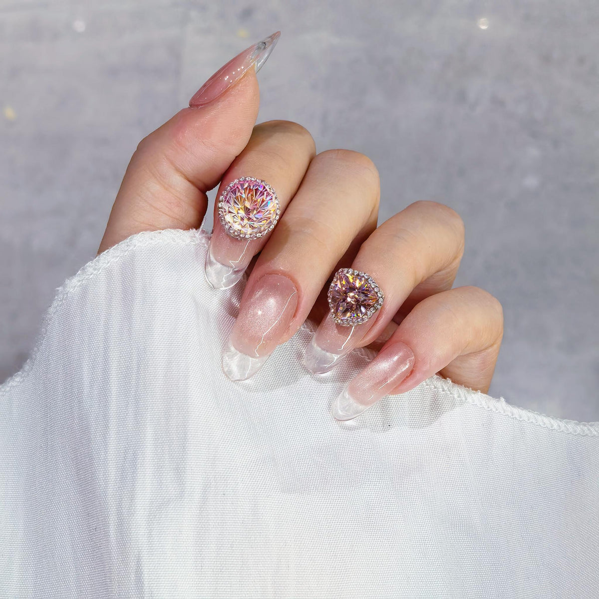 Handcrafted 10mm Hexagonal Shield CZ Nail Charm, Exclusive Custom-Cut Pavé Nail Jewelry