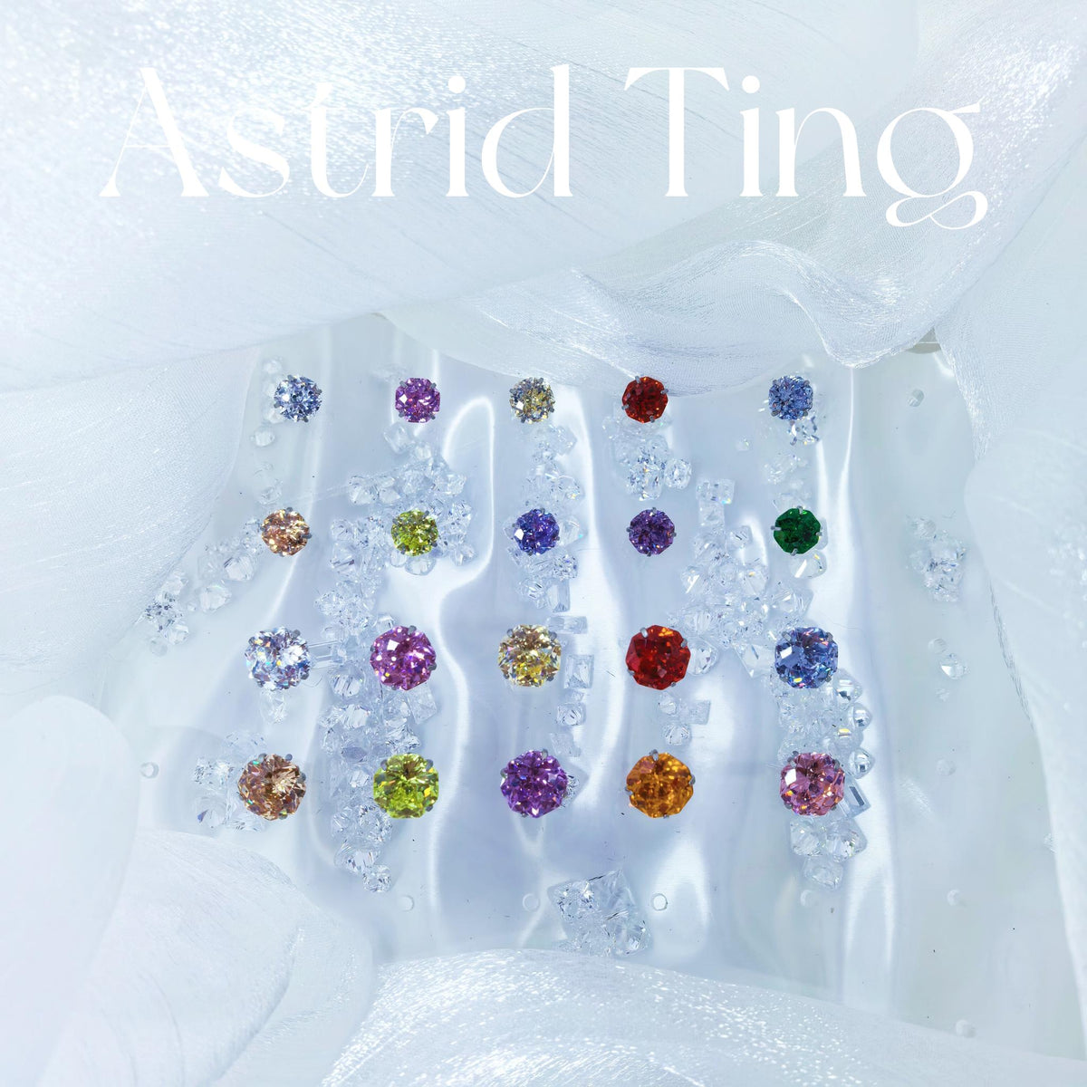 6/8mm iridescent aurora kaleidoscope cubic zirconia screw back stud earrings multi color set flat lay