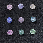 6mm iridescent aurora kaleidoscope cubic zirconia screw back stud earrings multi color set flat lay