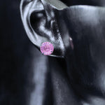 6mm conch‑cut deep pink b iridescent plated cz titanium‑steel screw‑back stud earring