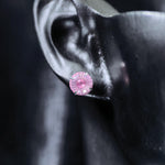 6mm conch‑cut light pink uncoated base cz titanium‑steel screw‑back stud earring