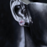 6mm conch‑cut two‑tone gradient blue‑purple iridescent plated cz titanium‑steel screw‑back stud earring