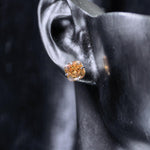 6mm fat square bouquet‑cut champagne tone cz titanium‑steel screw‑back stud earring