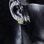 6mm fat square bouquet‑cut light apple green cz titanium‑steel screw‑back stud earring