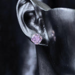 6mm fat square bouquet‑cut light pink tone cz titanium‑steel screw‑back stud earring