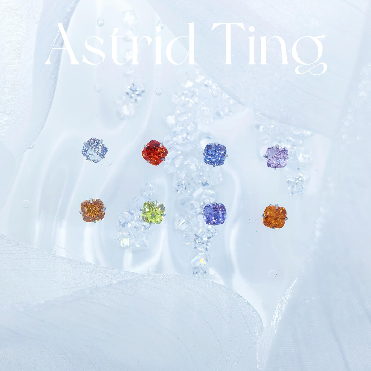 6mm fat square bouquet‑cut multi‑color cz titanium‑steel screw‑back studs 