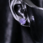 6mm four‑leaf clover‑cut lavender tone cz titanium‑steel screw‑back stud earring
