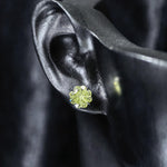 6mm four‑leaf clover‑cut light apple green cz titanium‑steel screw‑back stud earring