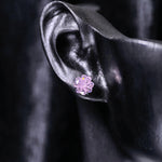 6mm four‑leaf clover‑cut light pink tone cz titanium‑steel screw‑back stud earring