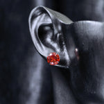 6mm octagonal bouquet‑cut china red cz titanium‑steel screw‑back stud earring