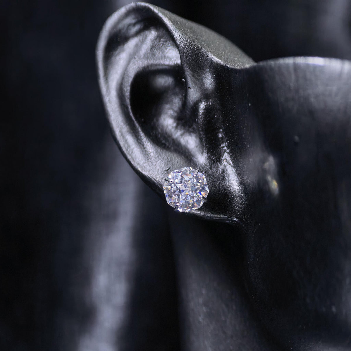 6mm octagonal bouquet‑cut d color white cz titanium‑steel screw‑back stud earring