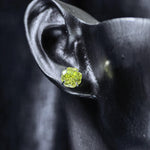 6mm octagonal bouquet‑cut light apple green cz titanium‑steel screw‑back stud earring