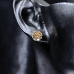 6mm octagonal bouquet‑cut light champagne cz titanium‑steel screw‑back stud earring