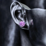 6mm octagonal bouquet‑cut light fancy purplish rose cz titanium‑steel screw‑back stud earring