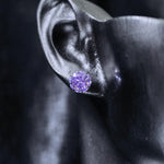 6mm octagonal bouquet‑cut lilac pink cz titanium‑steel screw‑back stud earring