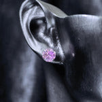 6mm octagonal bouquet‑cut smoky red tone cz titanium‑steel screw‑back stud earring