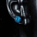 6mm sakura‑cut sky aquatic blue cz titanium‑steel screw‑back stud earring