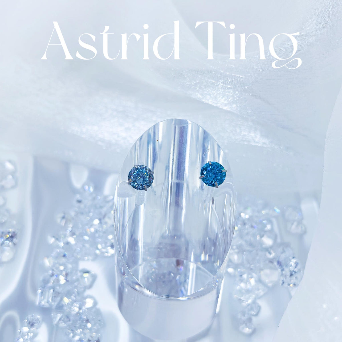 6mm sakura‑cut cubic zirconia studs two gemstones flat‑lay close‑up