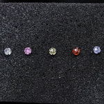 4mm Starburst cut cubic zirconia stud earring, knurled easy‑grip screw‑back titanium steel piercing jewellery, multi‑color zircon ear stud for sensitive ears