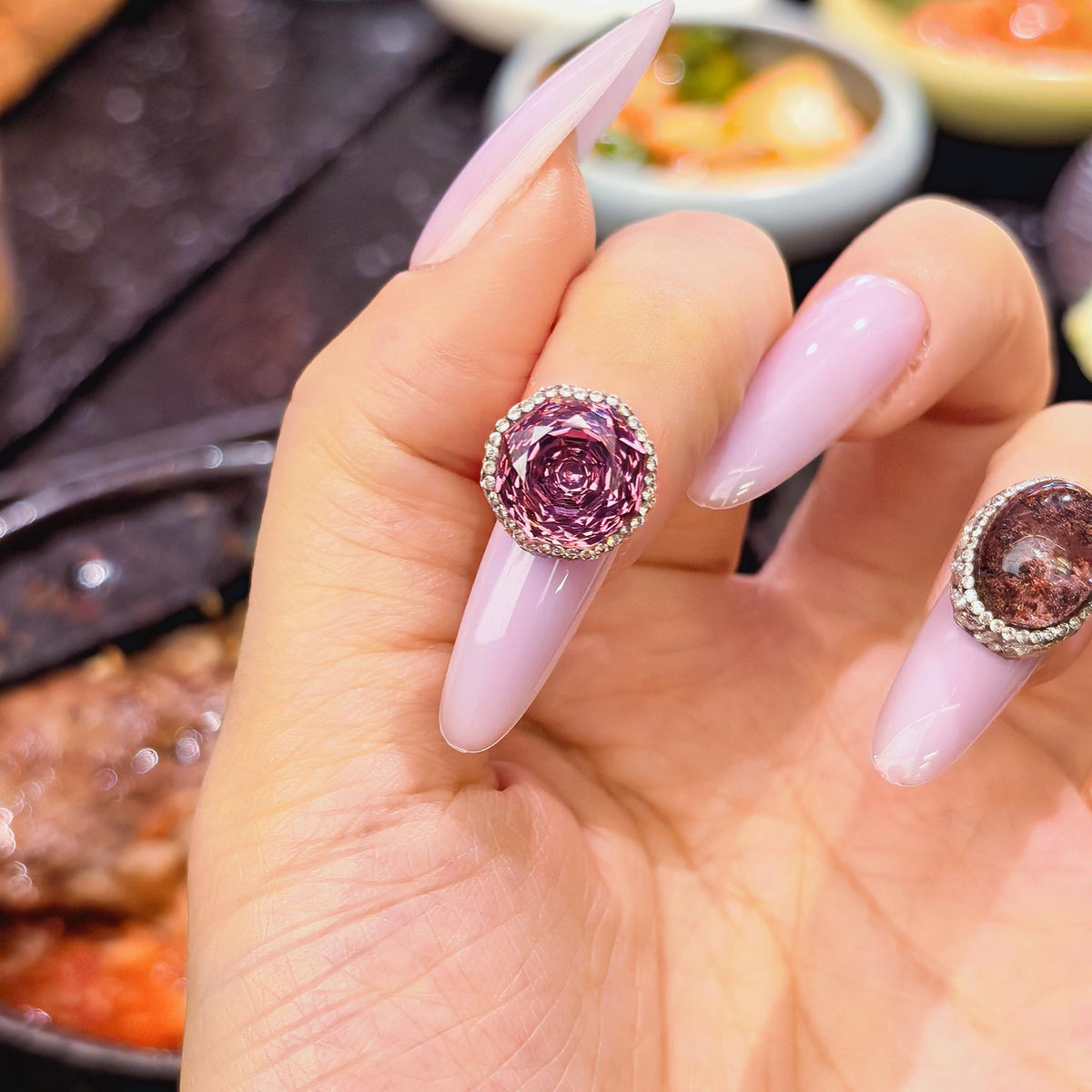 Handmade 10mm Octagonal CZ Nail Charm, Millennium Rose Cut Pavé Nail Jewelry