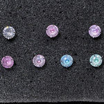 6mm Conch cut cubic zirconia stud earring, non‑slip knurled threaded screw‑back titanium piercing stud, multiple colour options