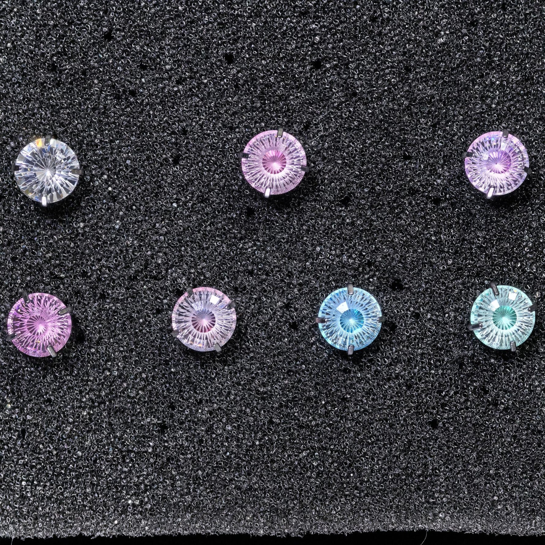 6mm Conch cut cubic zirconia stud earring, non‑slip knurled threaded screw‑back titanium piercing stud, multiple colour options